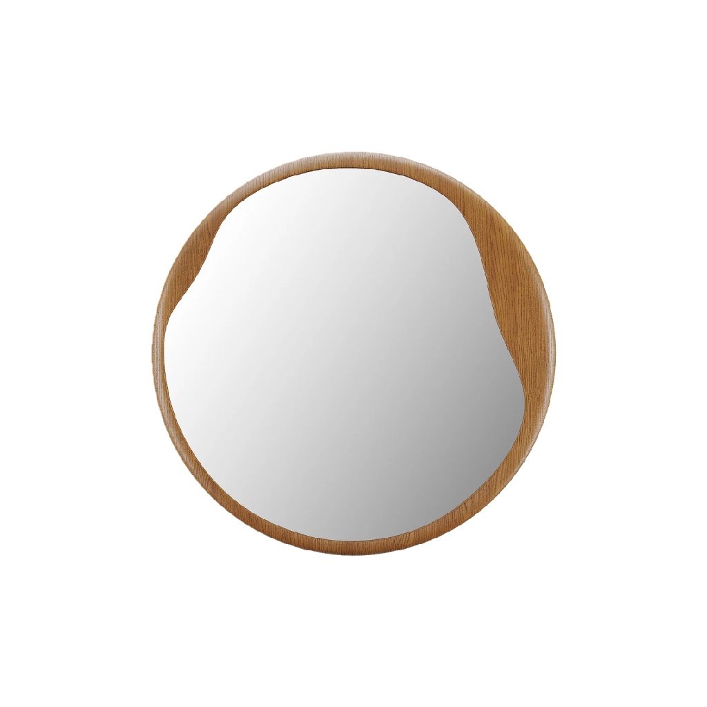 Miroir rond avec cadre en bois naturel-adrianwise.shop