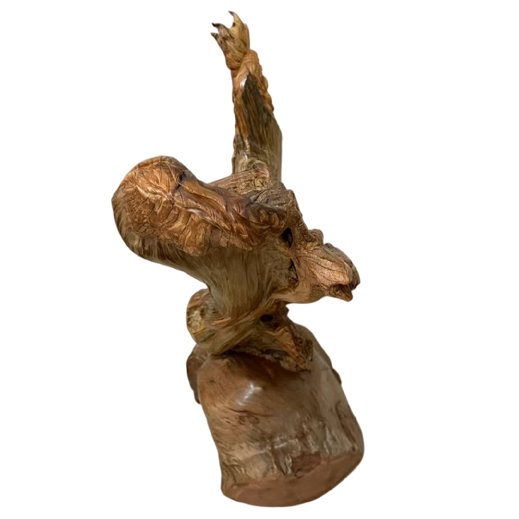 天然木 職人手彫り 木彫像「雄鶏」- 室内装飾品・伝統工芸