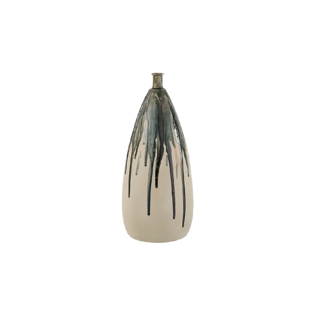 Modern Drip Glazed Tapered Ceramic Vase - Artisan Decorative Bottle for Home Decor-dawnandy.shop