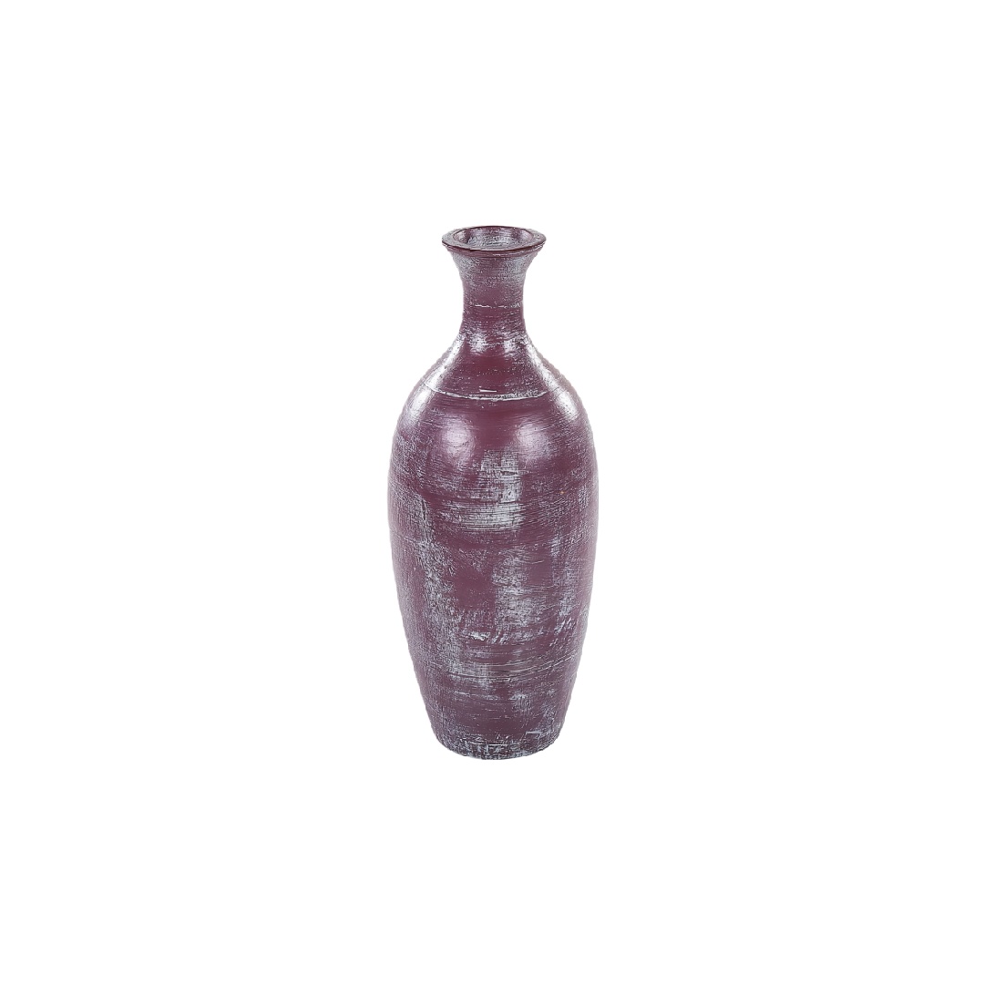 Rustic Distressed Purple Ceramic Vase - Vintage Style Long-Neck Decorative Flower Pot-dawnandy.shop