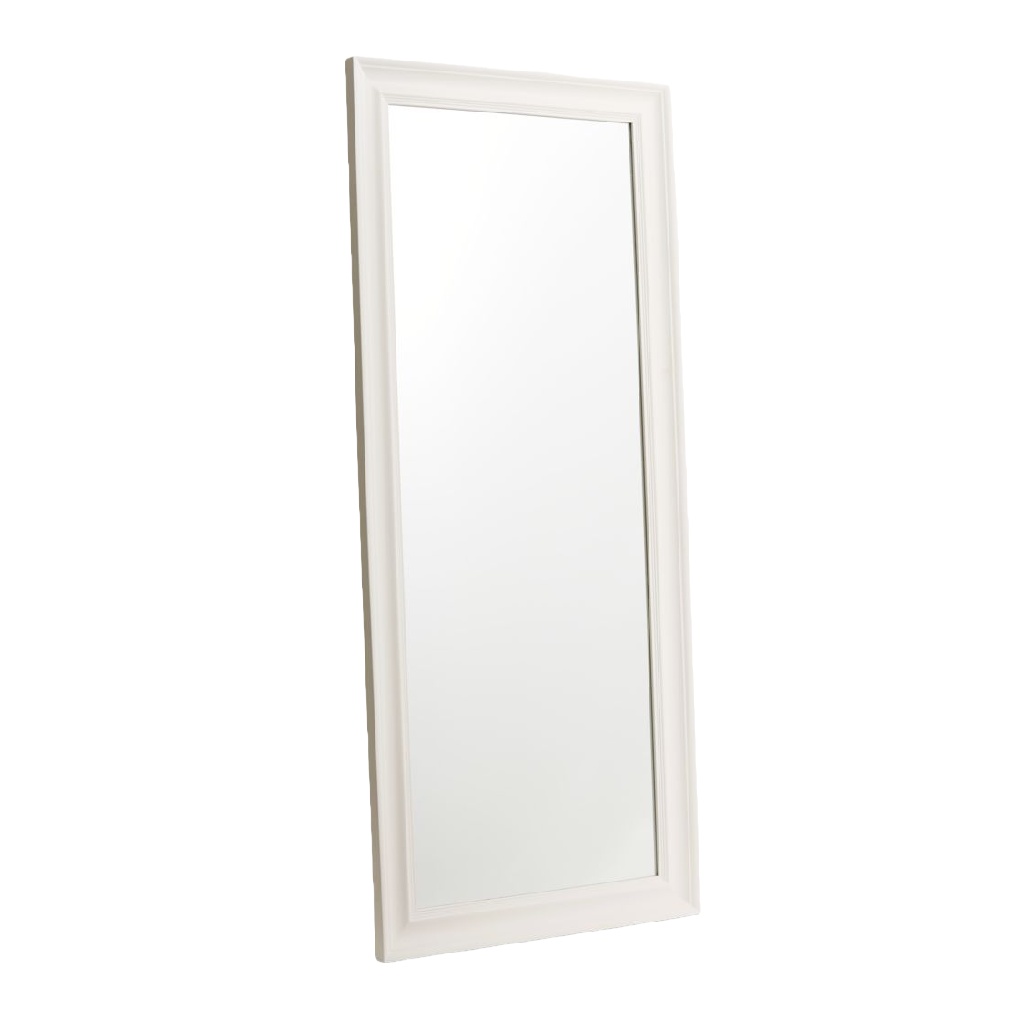 Espejo de pared rectangular con marco blanco-brianpetty.shop