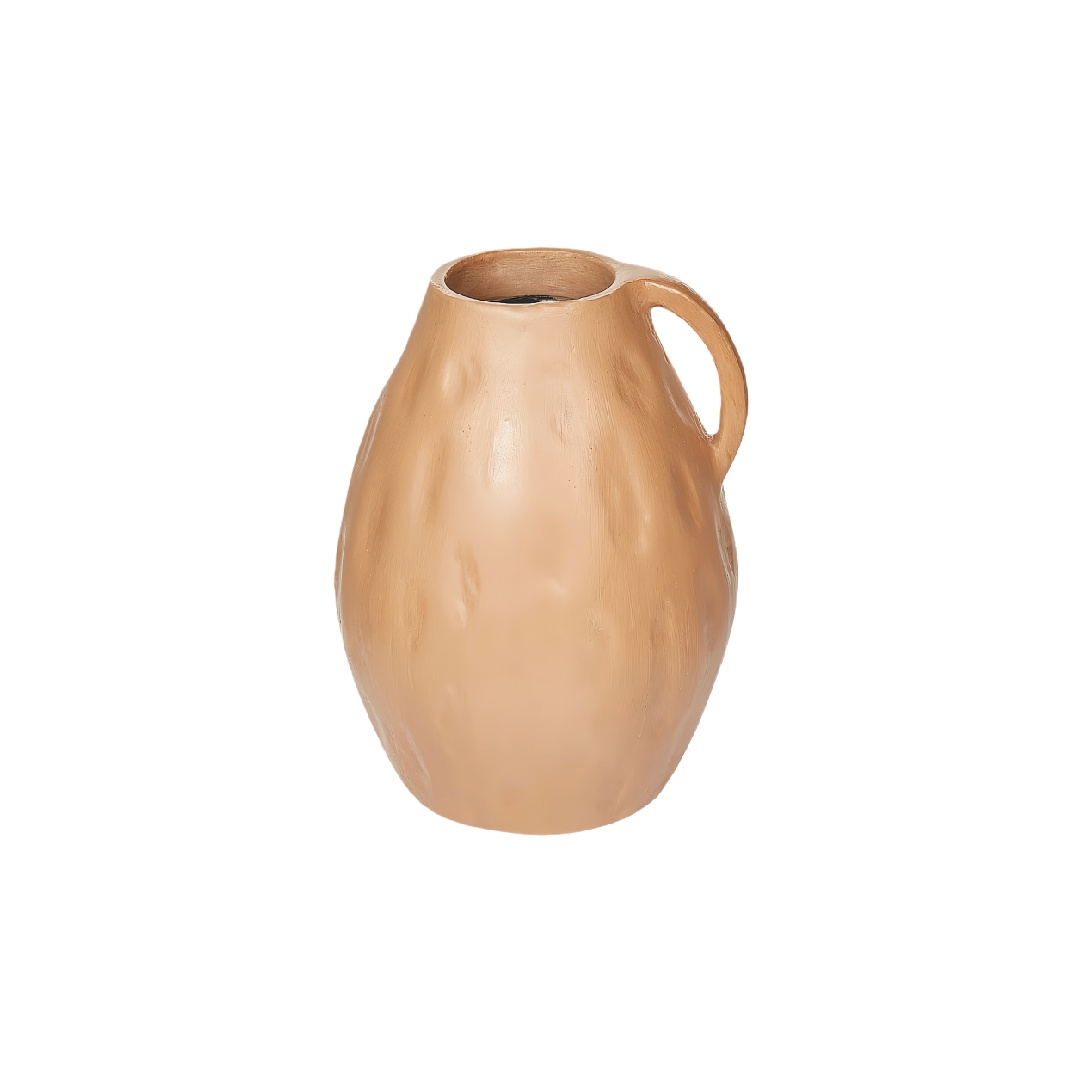 Rustic Terracotta Textured Ceramic Jug Vase - Handcrafted Decorative Pitcher for Farmhouse Decor-dawnandy.shop