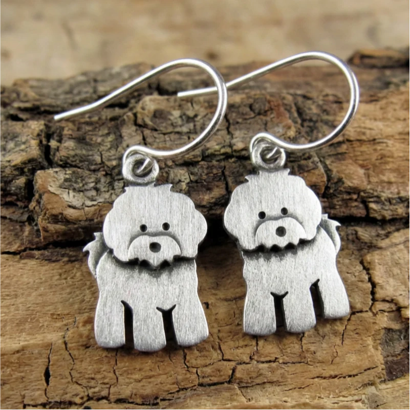 Tiny Bichon Frise Earrings