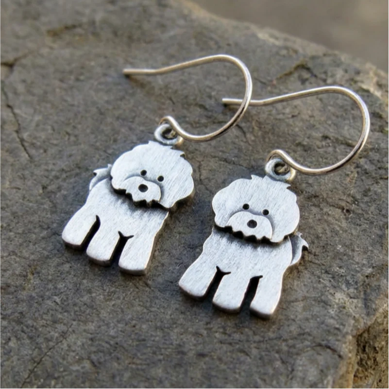 Tiny Bichon Frise Earrings