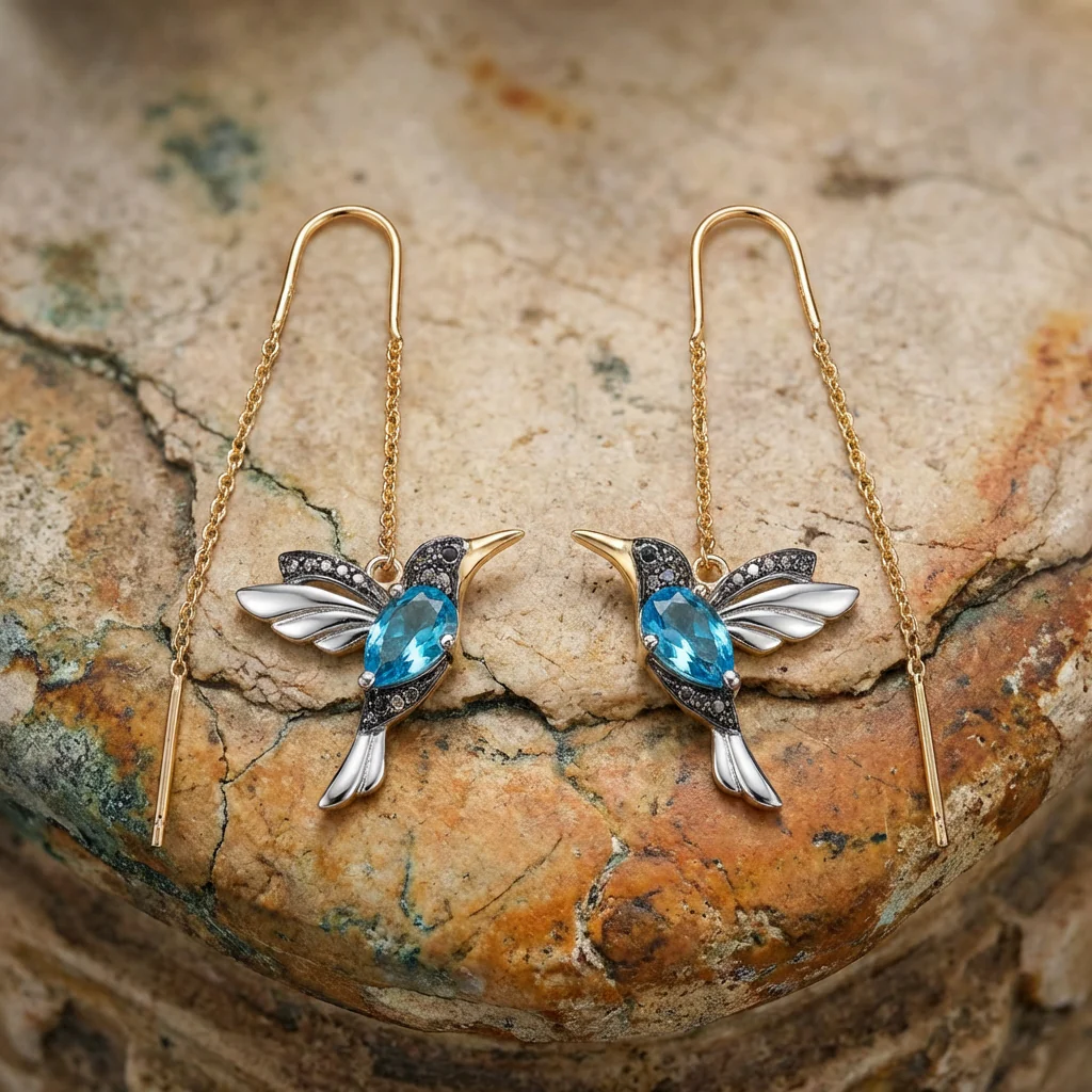 Mixed Zirconium Bird Earrings