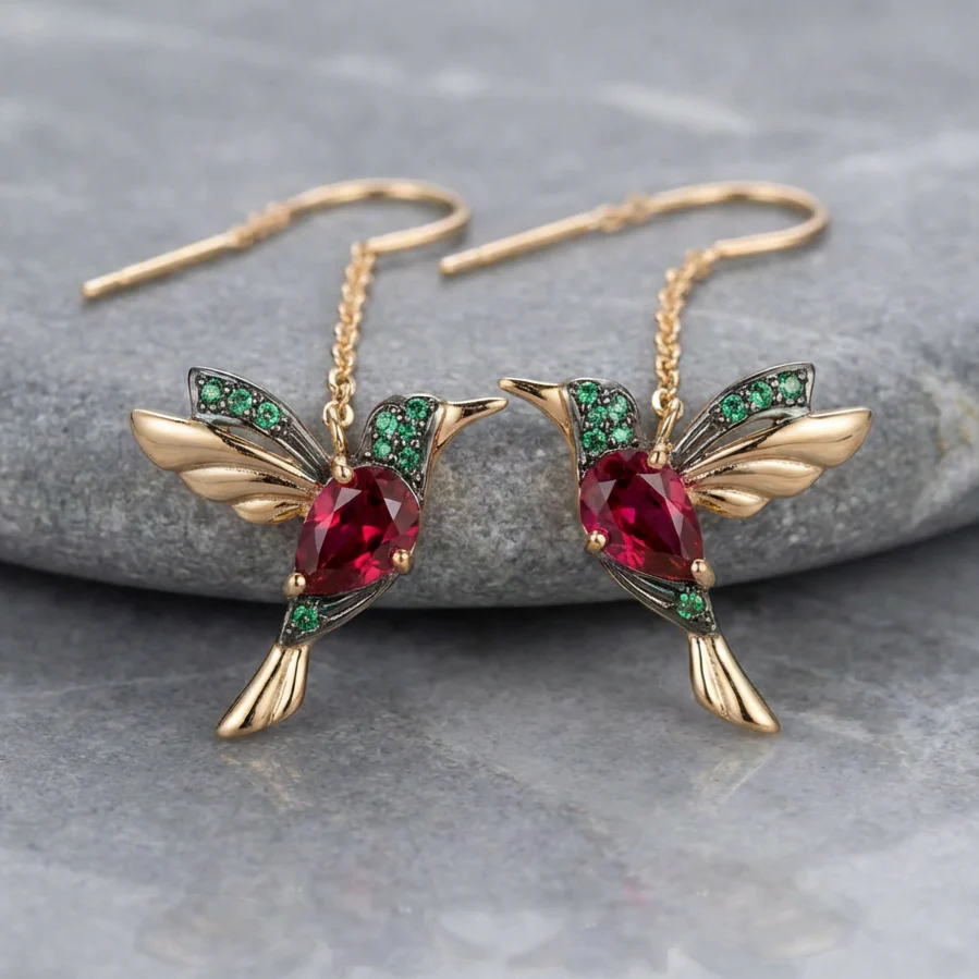 Mixed Zirconium Bird Earrings