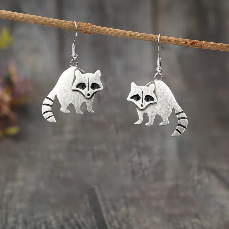 Vintage Raccoon Earrings