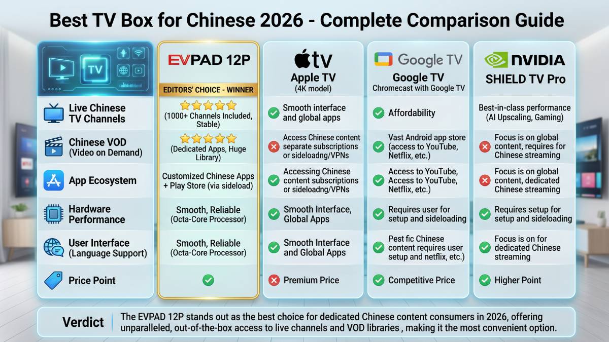 Best TV box for Chinese 2026 comparison guide