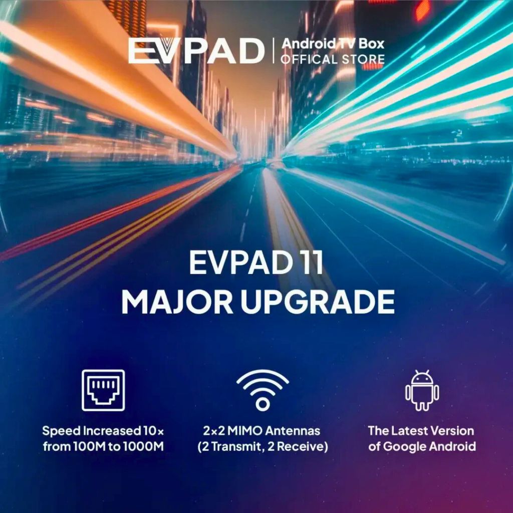 EVPAD 11P Android TV Box — 4GB+64GB, 4K/8K, Global Channels, Lifetime Free