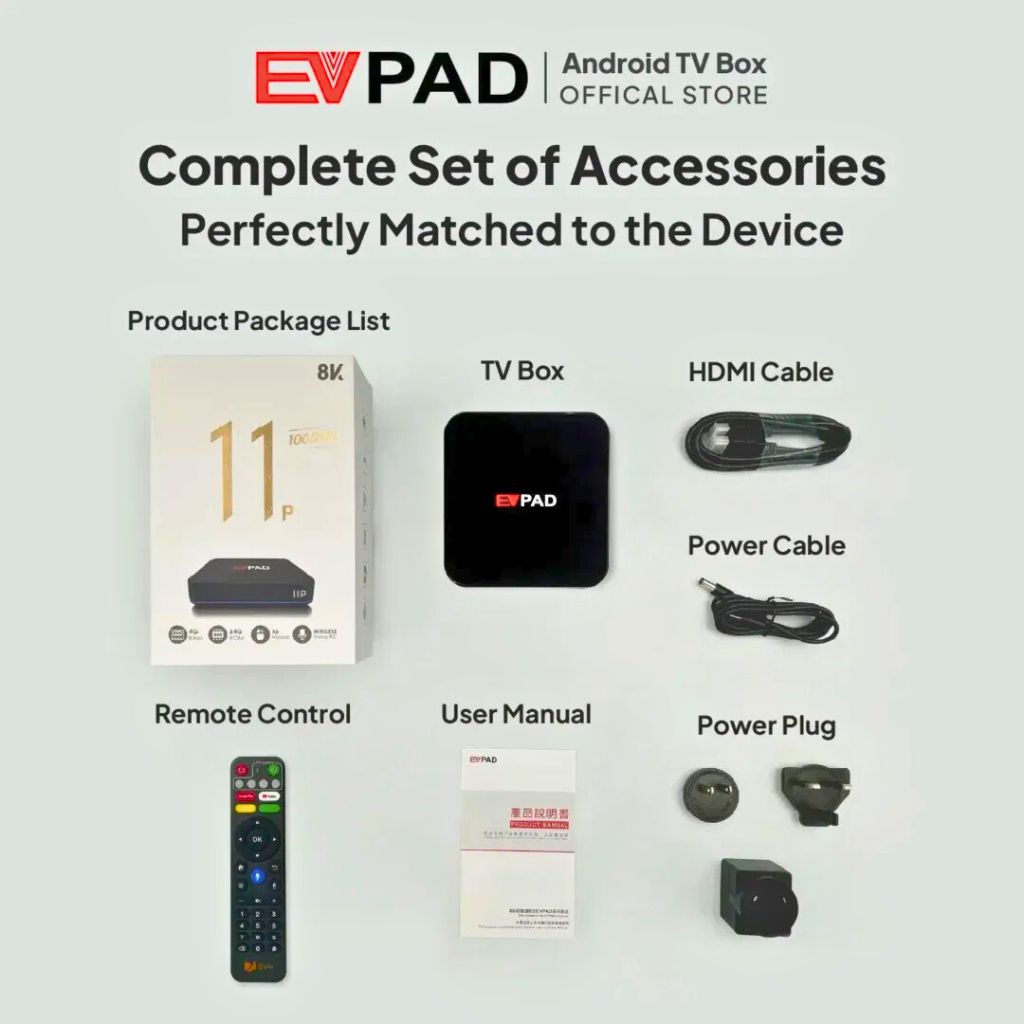 EVPAD 11P Android TV Box — 4GB+64GB, 4K/8K, Global Channels, Lifetime Free