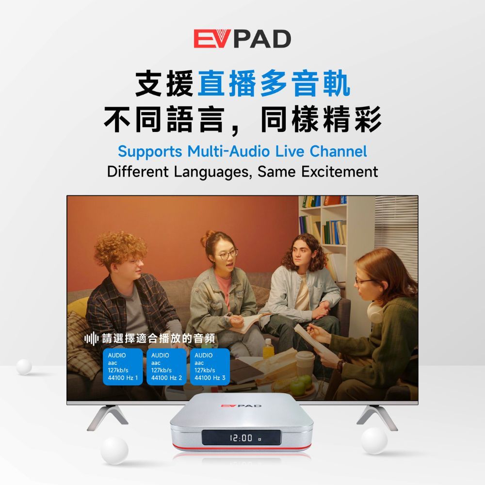 EVPAD 12S TV box multi-audio live feature
