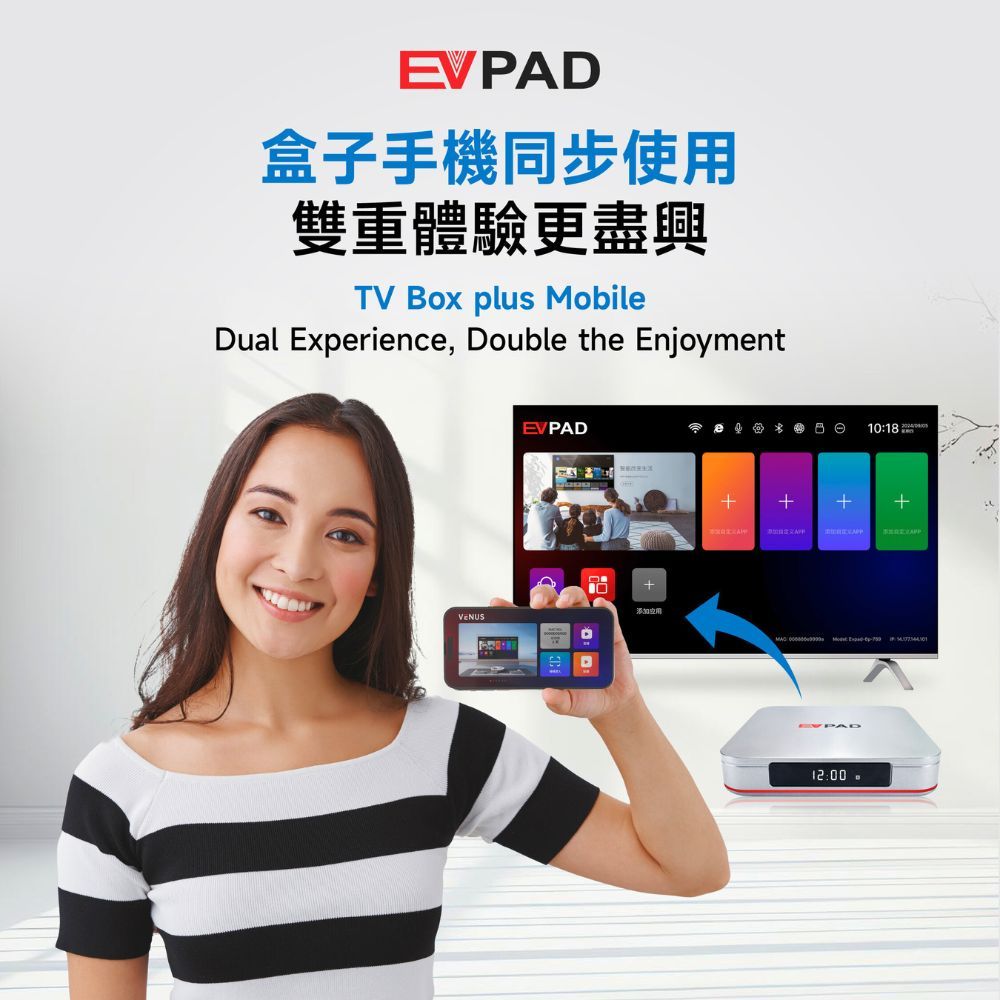 EVPAD 12S TV box phone screen sync live
