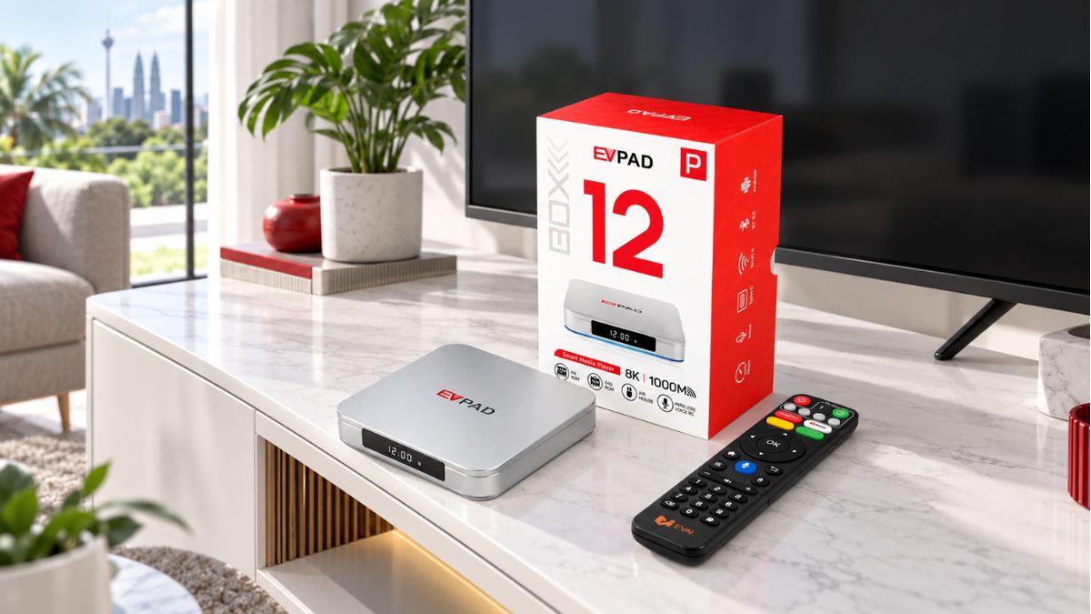 EVPAD 12P Malaysia buying guide with TV box, remote and retail package