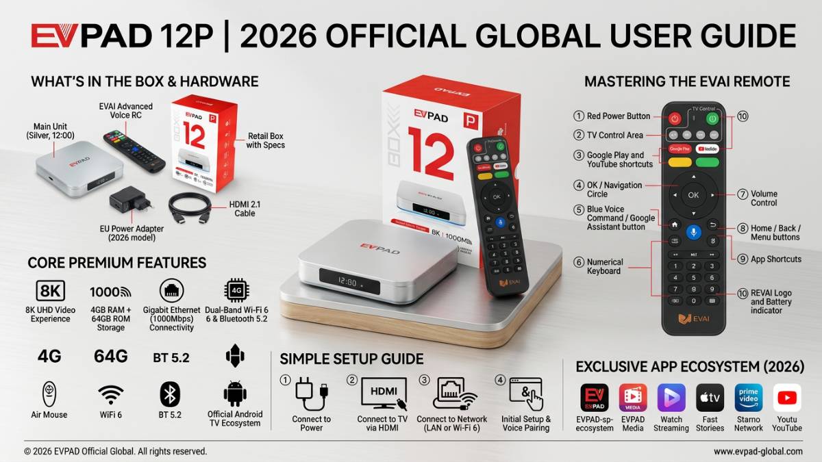 EVPAD 12P remote control and user-friendly interface