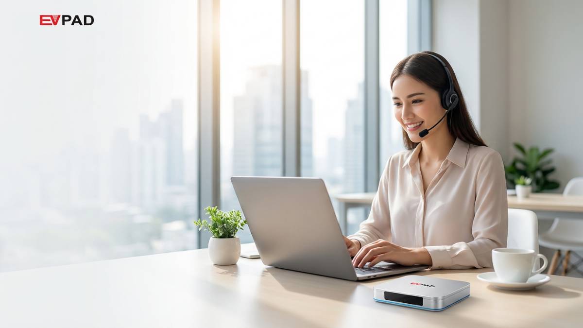 EVPAD customer support contact banner