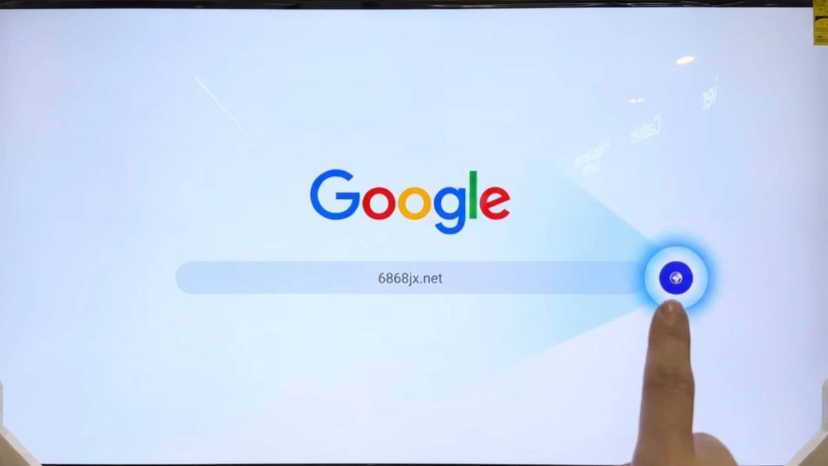 EVPAD browser screen with the address bar highlighted for entering the 6868jx download site