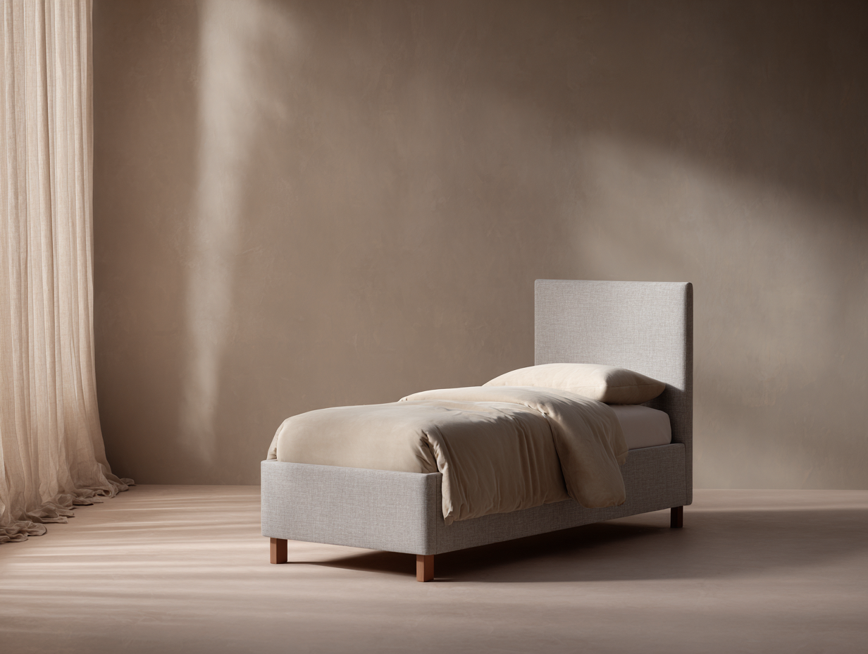 Camas individuales - Tela-Madera - 195x93x109 cm - Gris claro - Estilo moderno-Luxegetpad