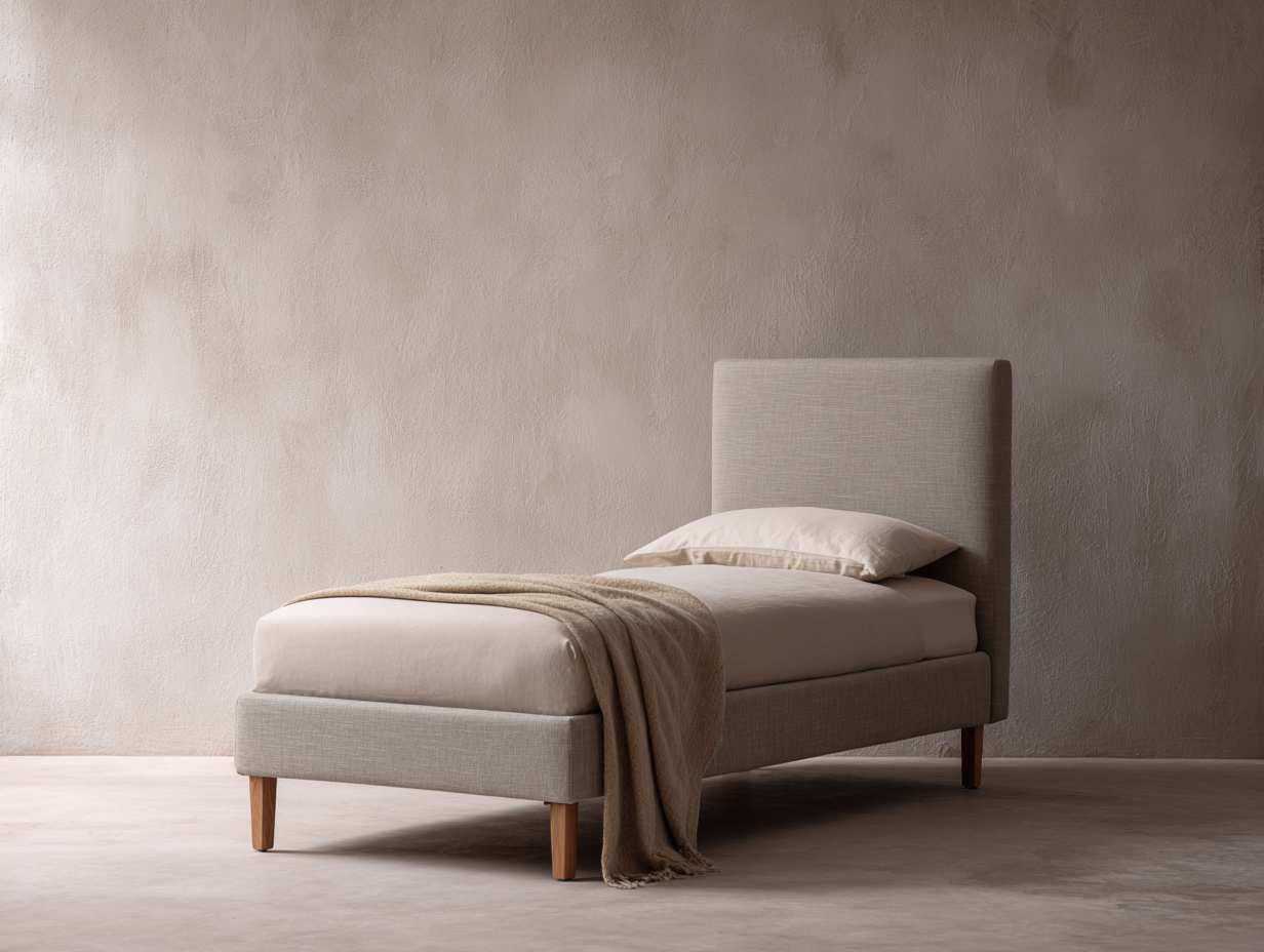 Camas individuales - Tela-Madera - 197x92x110 cm - Gris claro - Estilo moderno-Luxegetpad