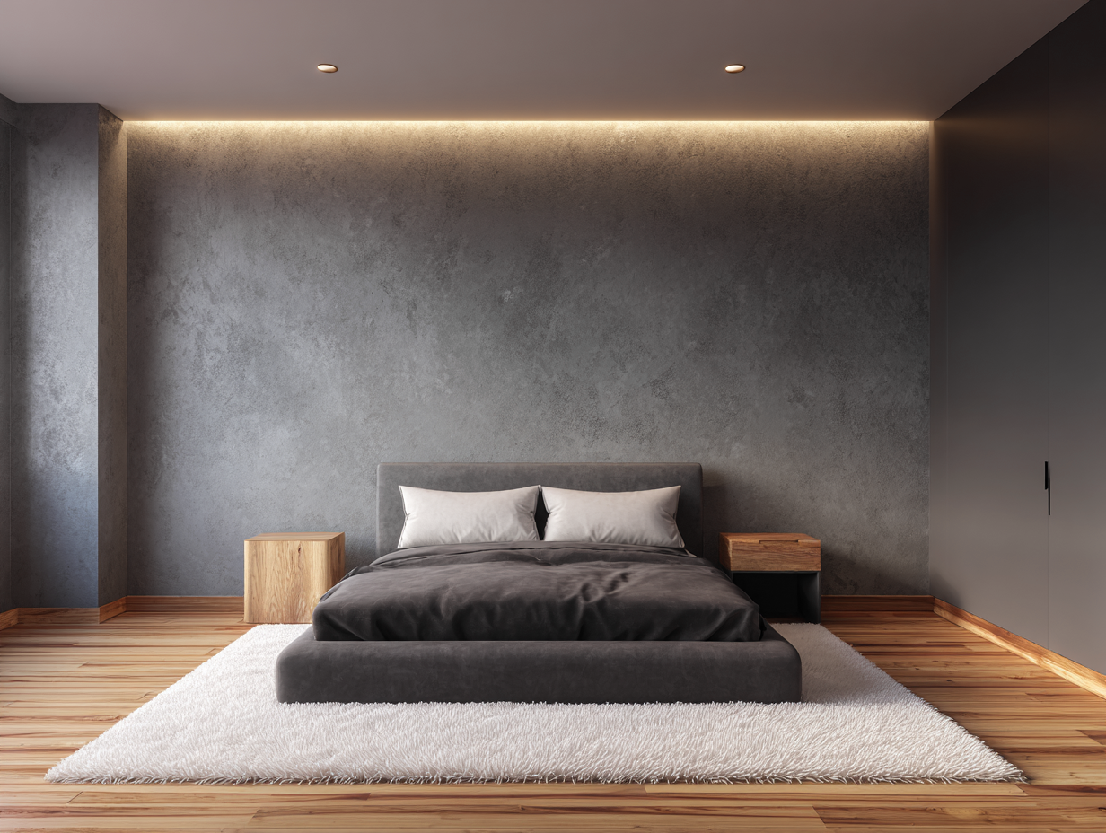 Camas dobles-tela-madera-208x172x98 cm-gris-estilo moderno-Luxegetpad