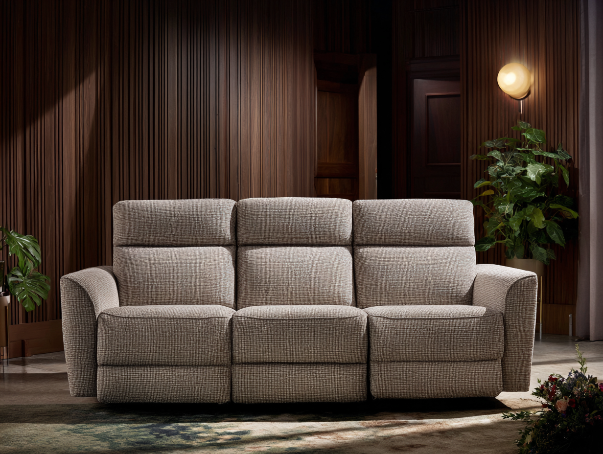 Sofá reclinable de salón - tela - 234x99x103 cm - beige - estilo moderno-Luxegetpad