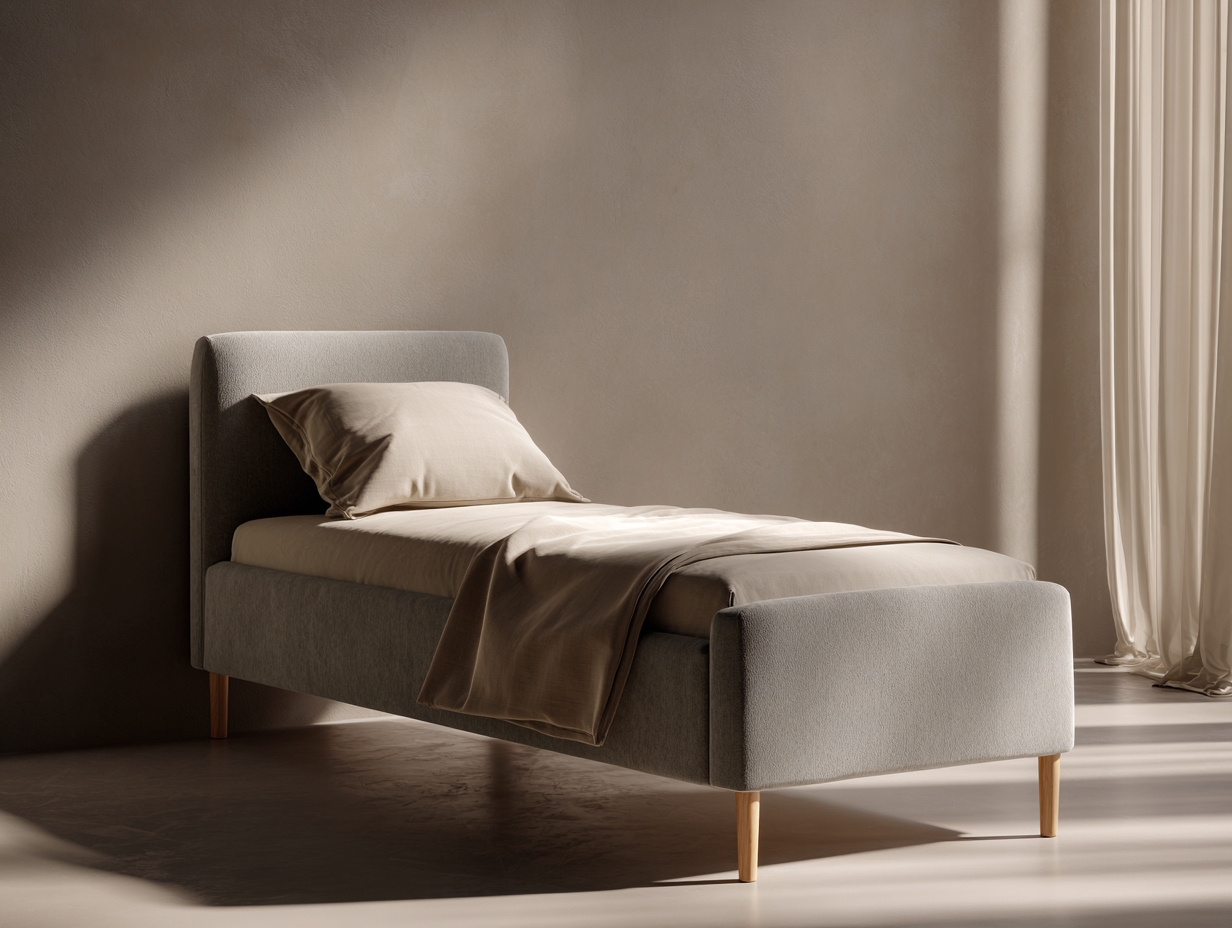 Camas individuales - Tela-Madera - 197x91x111 cm - Gris claro - Estilo moderno-Luxegetpad