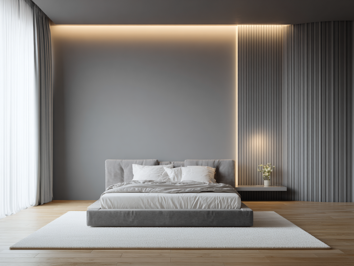 Camas dobles-tela-madera-210x174x96 cm-gris-estilo moderno-Luxegetpad