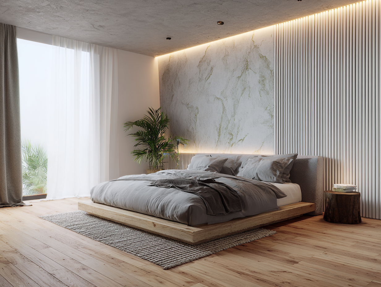 Camas dobles-madera-205x165x98 cm-beige/roble-estilo moderno-Luxegetpad