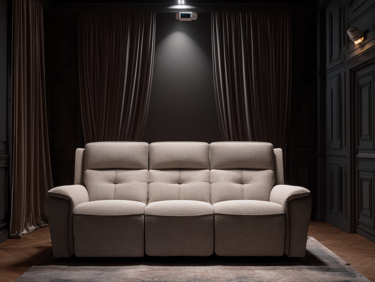 Sofá reclinable de salón - tela - 228x100x102 cm - beige - estilo moderno-Luxegetpad