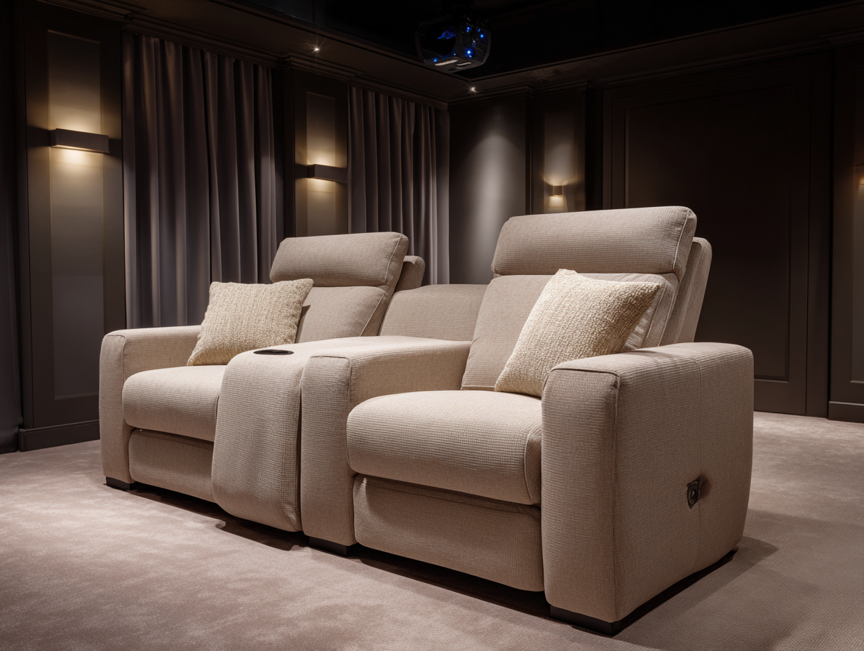 Sofá reclinable de salón - tela - 186x102x104 cm - beige - estilo moderno-Luxegetpad