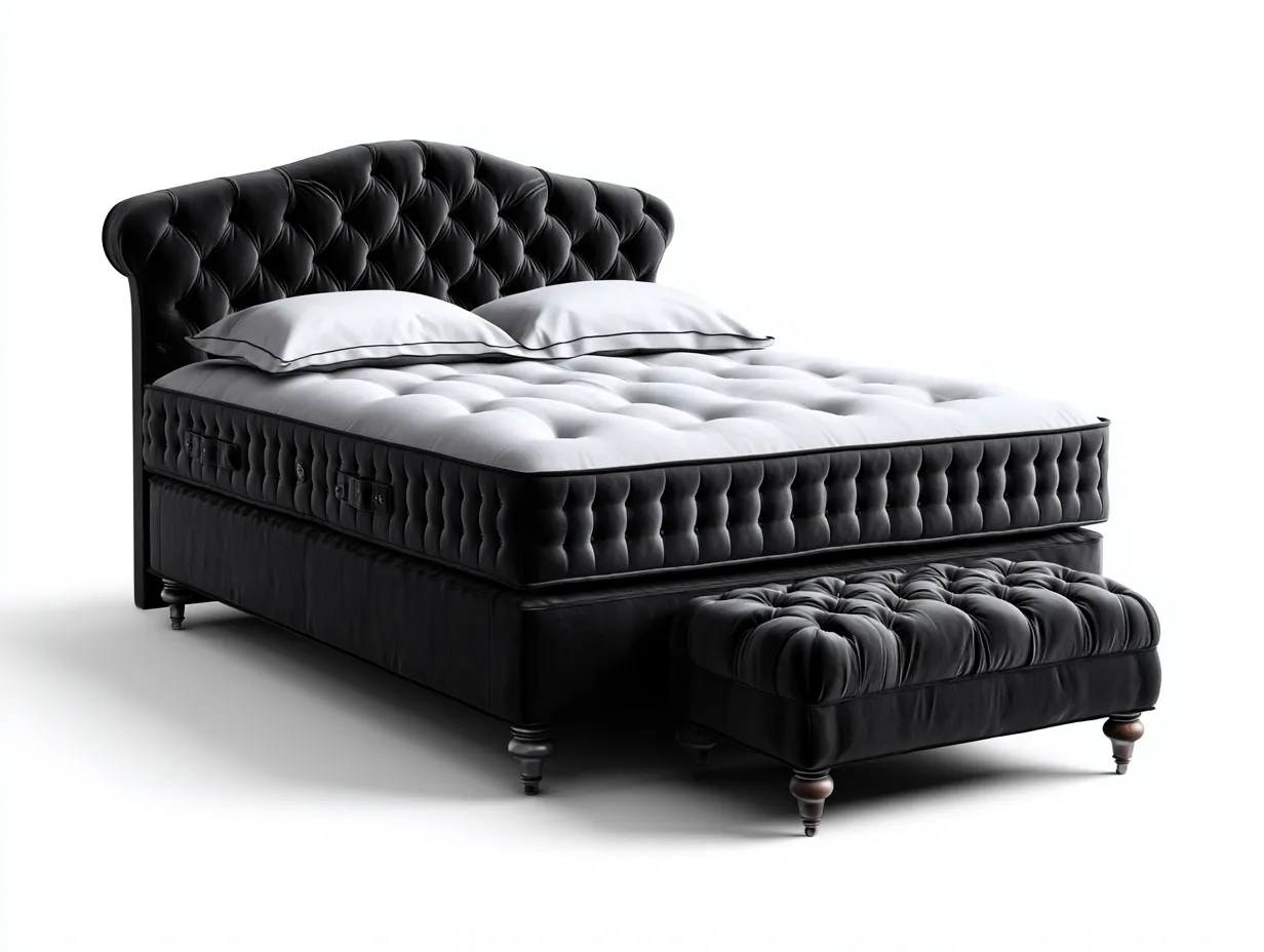 Lit double-tissu-214x172x114 cm-Noir-style classique-Nookuphut