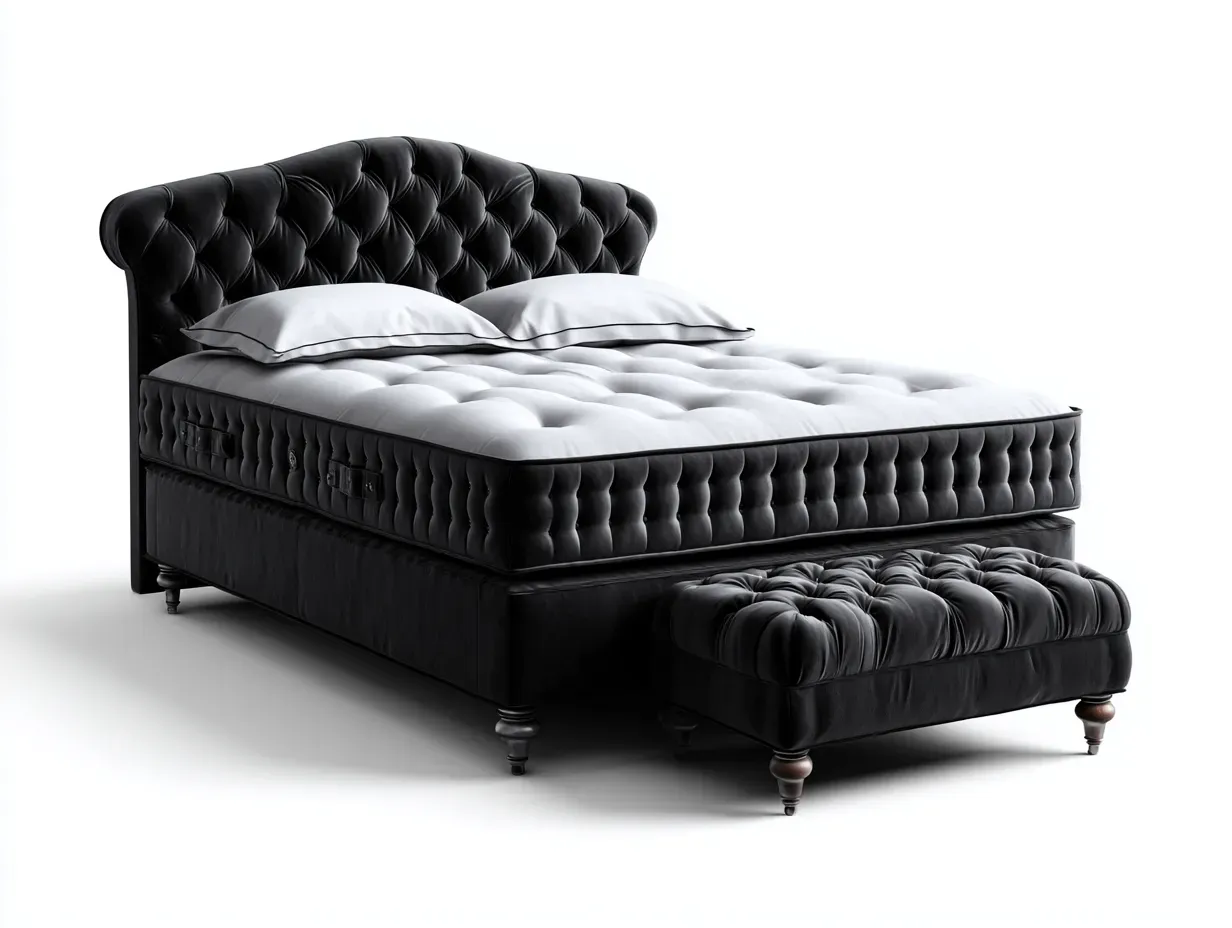 Lit double-tissu-214x172x114 cm-Noir-style classique-Nookuphut