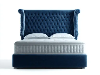 Lit double-tissu-218x176x128 cm-Bleu-style classique-Nookuphut