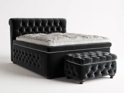 Lit double-tissu-216x174x116 cm-Noir-style classique-Nookuphut