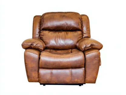 Fauteuil relax-cuir-96x92x104 cm-Marron-style détente classique-Nookuphut