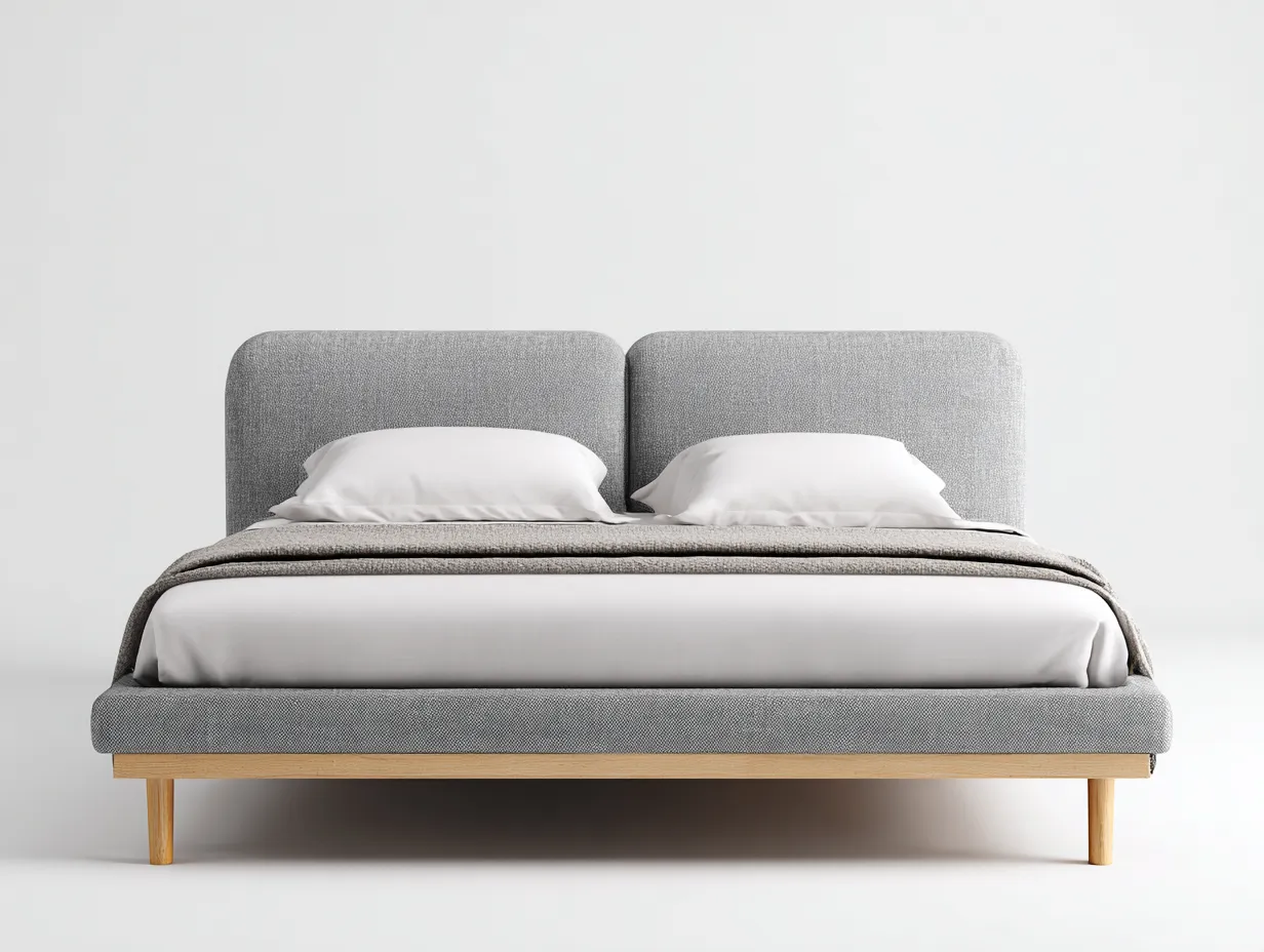 Lit double-tissu-214x176x108 cm-Gris-style moderne-Nookuphut