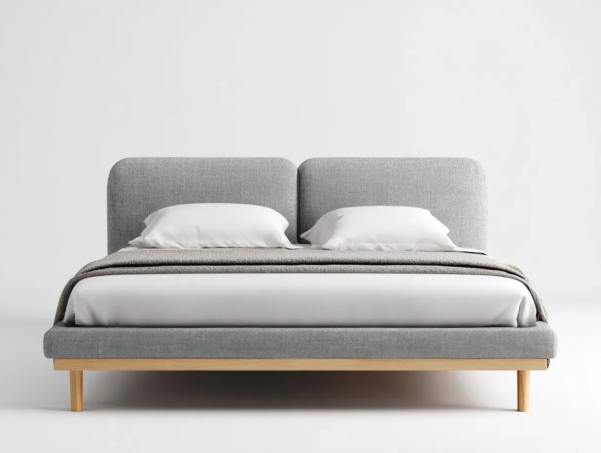 Lit double-tissu-214x176x108 cm-Gris-style moderne-Nookuphut