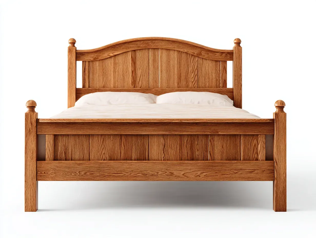 Lit double-bois-206x166x104 cm-Naturel-style classique-Nookuphut