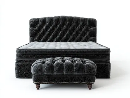 Lit double-tissu-212x170x112 cm-Noir-style classique-Nookuphut