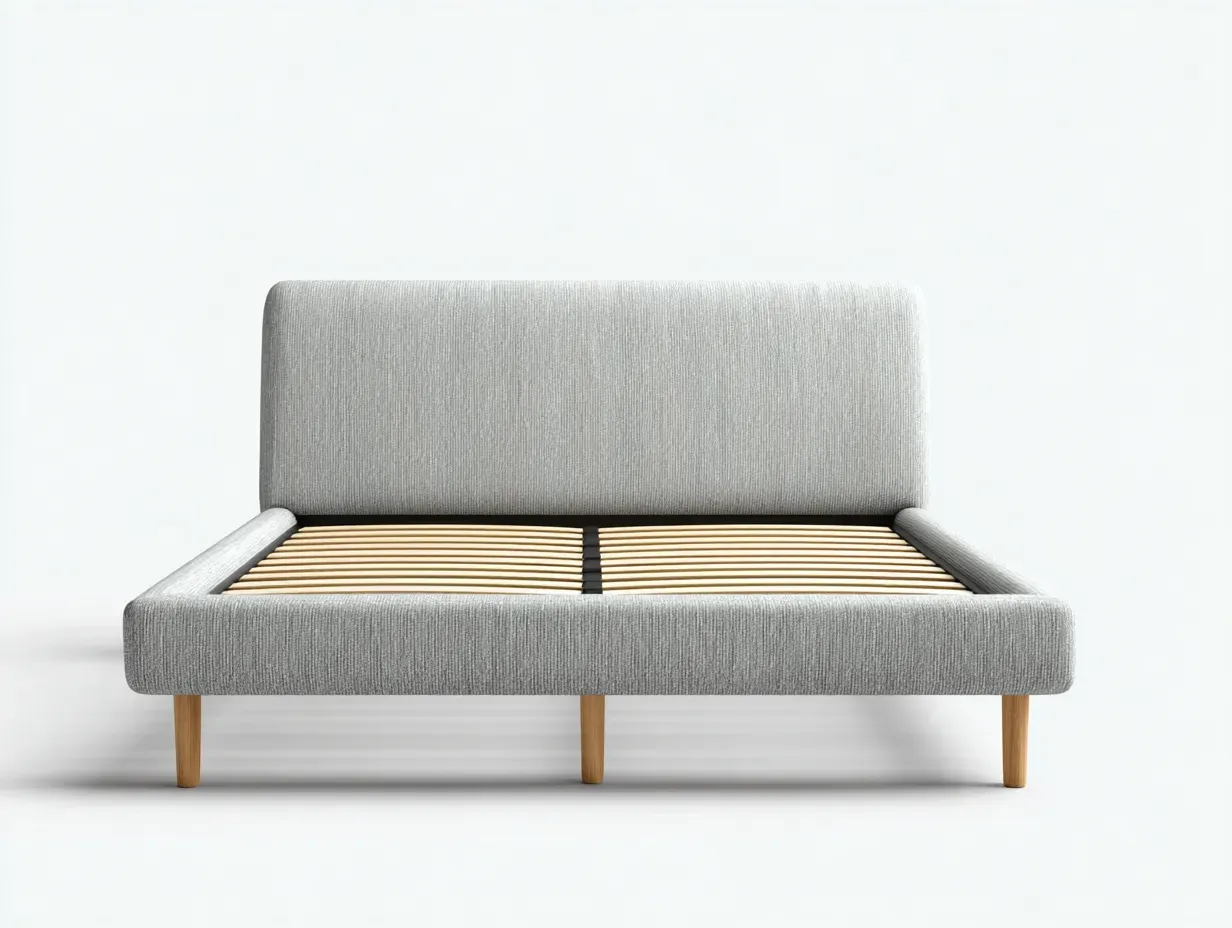 Lit double-tissu-212x174x102 cm-Gris-style moderne-Nookuphut