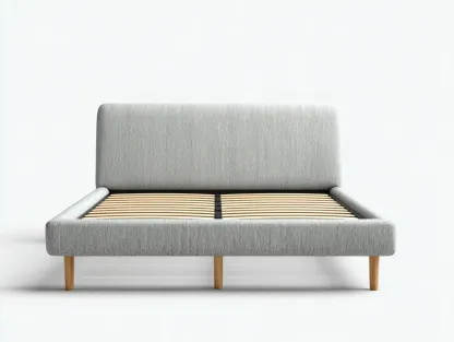 Lit double-tissu-212x174x102 cm-Gris-style moderne-Nookuphut