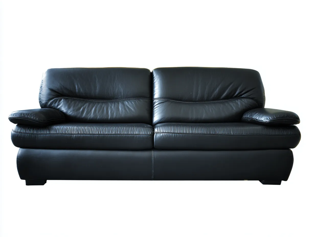 Canapé 3 places - cuir synthétique-métal - 198x92x82 cm - noir - style contemporain-Roommyhut