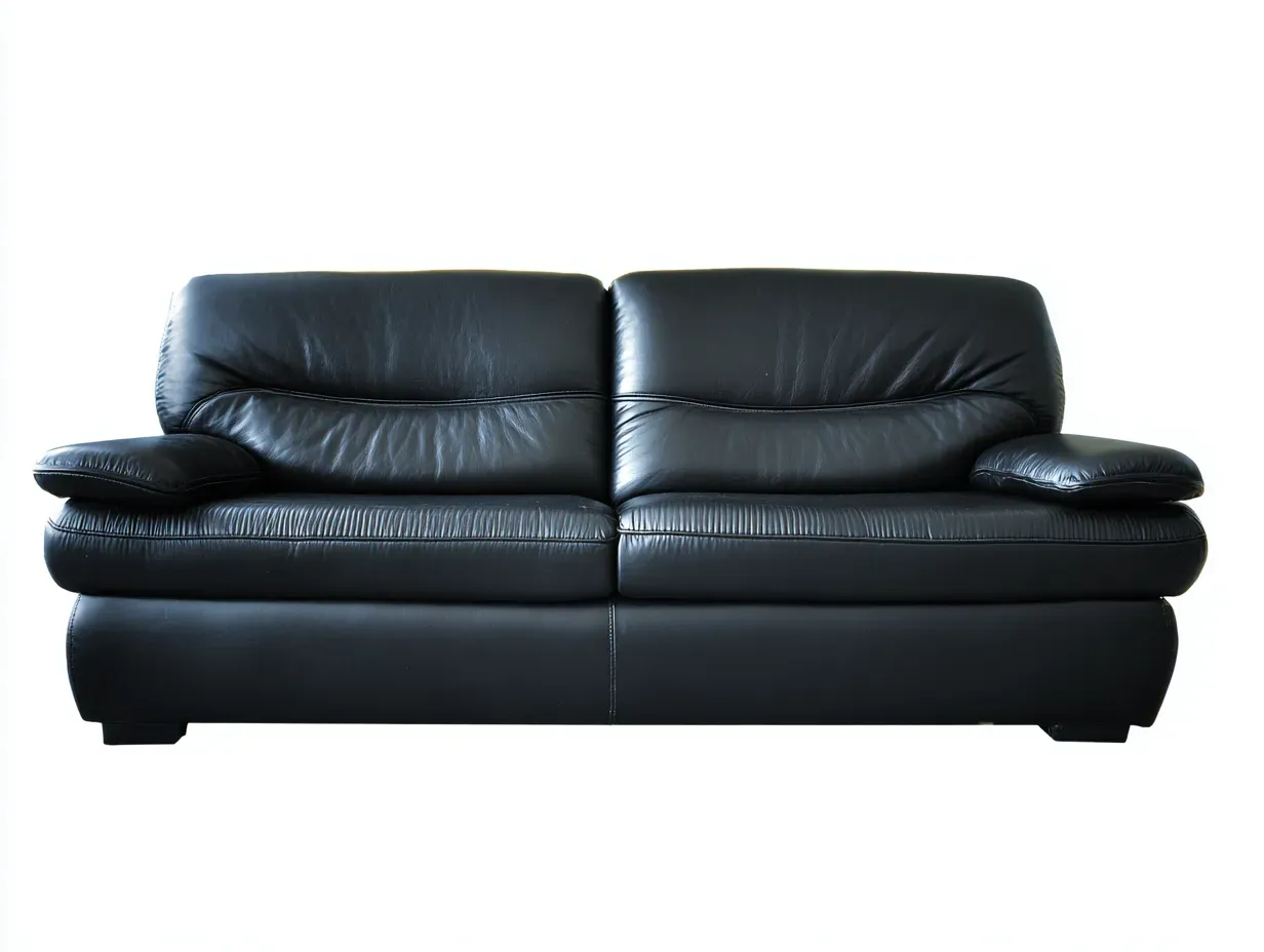 Canapé 3 places - cuir synthétique-métal - 198x92x82 cm - noir - style contemporain-Roommyhut