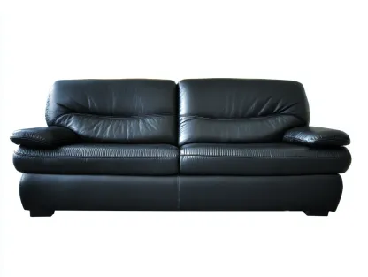 Canapé 3 places - cuir synthétique-métal - 198x92x82 cm - noir - style contemporain-Roommyhut