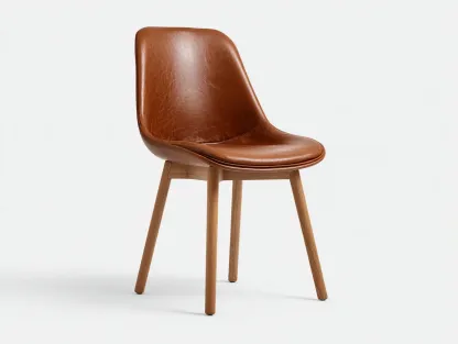 Chaise de salle à manger - simili cuir-bois - 52x55x83 cm - Marron - Style contemporain-Roommyhut