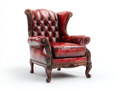 Fauteuil à oreilles - cuir synthétique-bois - 86x78x104 cm - rouge foncé - style classique-Roommyhut