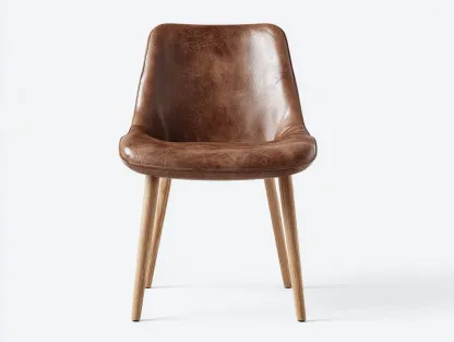 Chaise de salle à manger - simili cuir-bois - 53x58x84 cm - Marron - Style contemporain-Roommyhut