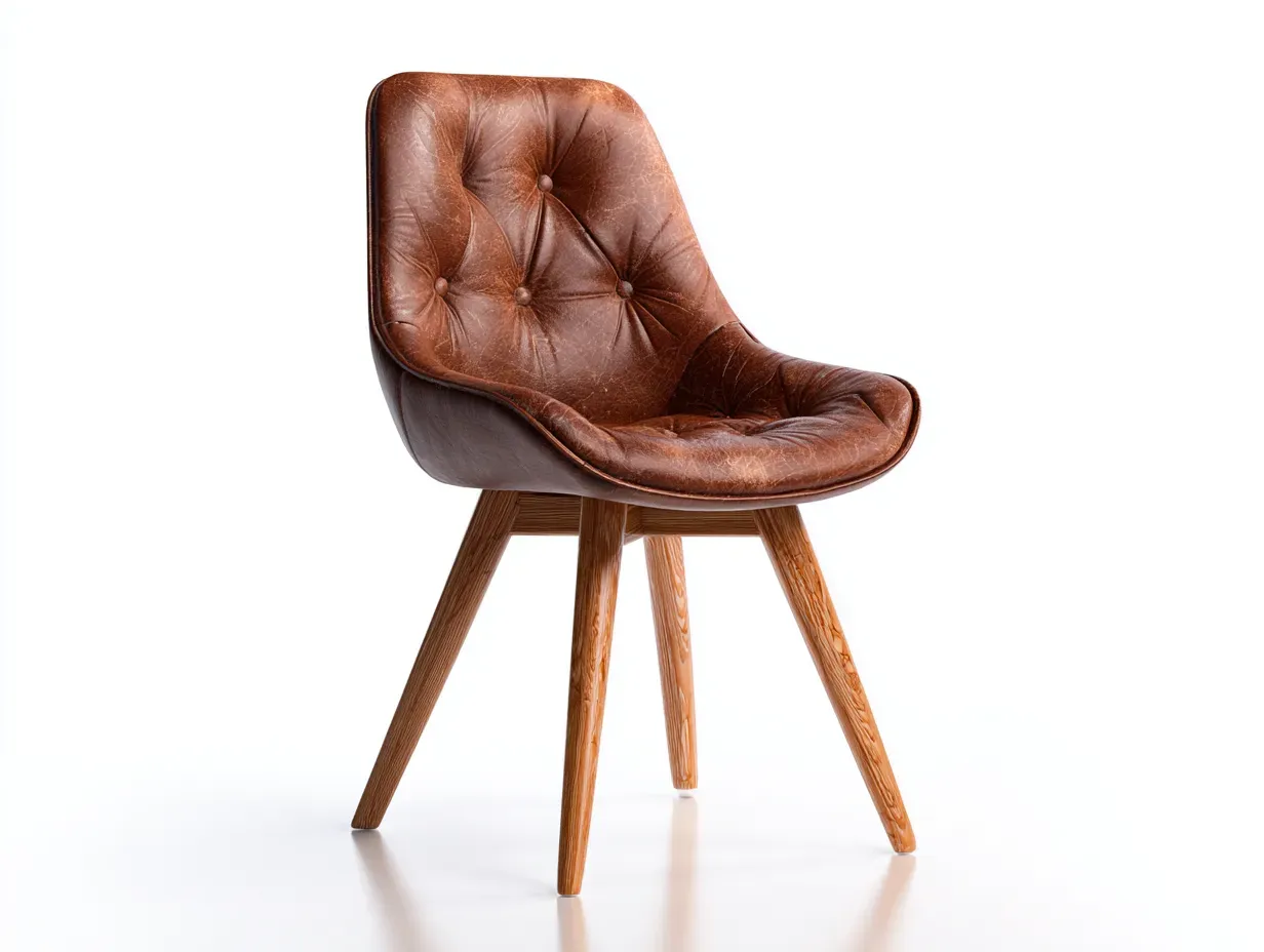 Chaise de salle à manger - simili cuir-bois - 55x57x81 cm - Marron - Style rétro contemporain-Roommyhut