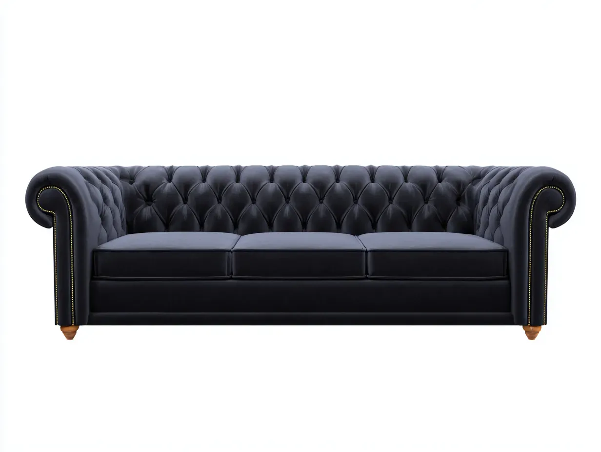 Canapé 3 places - velours - 224x97x80 cm - noir - style chesterfield-Roommyhut