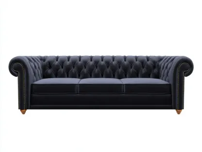 Canapé 3 places - velours - 224x97x80 cm - noir - style chesterfield-Roommyhut