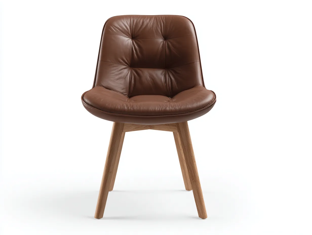 Chaise de salle à manger - simili cuir-bois - 54x56x82 cm - Marron - Style contemporain-Roommyhut